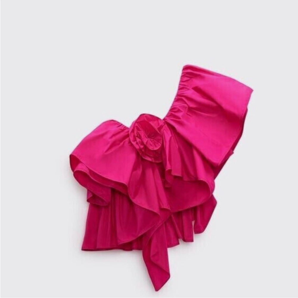 ZARA Ruffled Asymmetric one shoulder Top S & M Available NWT - Picture 2 of 12
